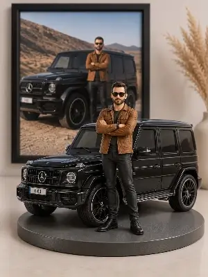 3D-фігурка людини біля власного авто по фото