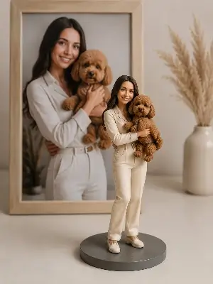 3D-фігурка людини з собакою або котом по фото